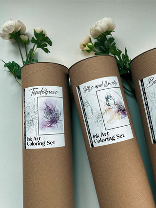 Ink Art Coloring Set 'Forest Fairies'