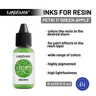 Alcohol Ink for Resin - Petri 11 'Green apple' - Alcohol Inks for Petri Art - KAMENSKAYA