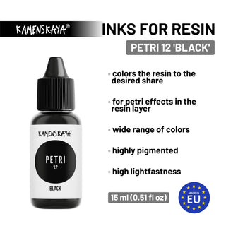 Alcohol Ink for Resin - Petri 12 'Black' - Alcohol Inks for Petri Art - KAMENSKAYA