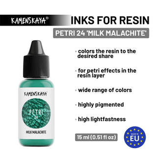 Alcohol Ink for Resin - Petri 24 'Milk malachite' - Alcohol Inks for Petri Art - KAMENSKAYA