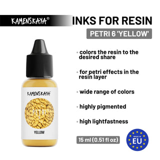 Alcohol Ink for Resin - Petri 6 'Yellow' - Alcohol Inks for Petri Art - KAMENSKAYA