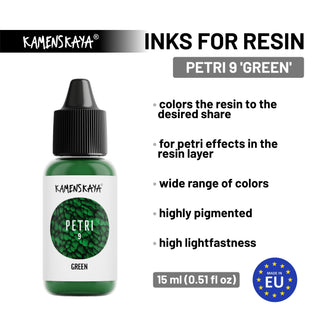 Alcohol Ink for Resin - Petri 9 'Green' - Alcohol Inks for Petri Art - KAMENSKAYA
