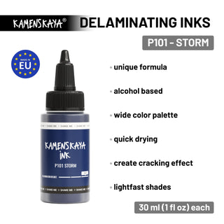 Delaminating Alcohol Ink P - 101 'Storm' - Alcohol Ink, Delaminating Collection - KAMENSKAYA