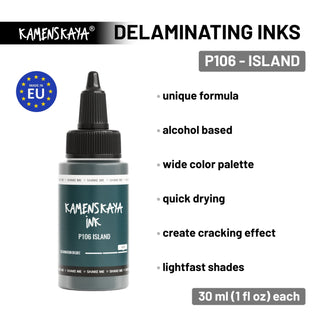 Delaminating Alcohol Ink P - 106 'Island' - Alcohol Ink, Delaminating Collection - KAMENSKAYA