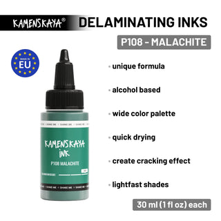 Delaminating Alcohol Ink P - 108 'Malachite' - Alcohol Ink, Delaminating Collection - KAMENSKAYA