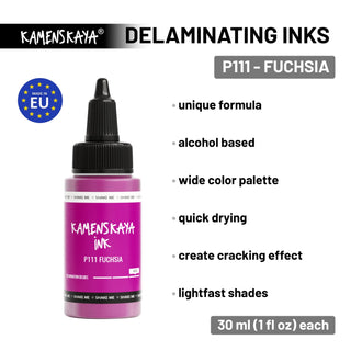 Delaminating Alcohol Ink P - 111 'Fuchsia' - Alcohol Ink, Delaminating Collection - KAMENSKAYA