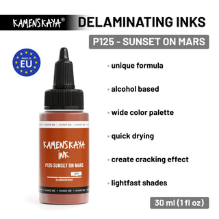 Delaminating Alcohol Ink P - 125 'Sunset of Mars' - Alcohol Ink, Delaminating Collection - KAMENSKAYA