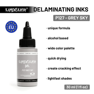 Delaminating Alcohol Ink P - 127 'Grey sky' - Alcohol Ink, Delaminating Collection - KAMENSKAYA