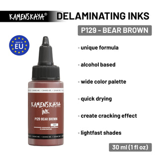 Delaminating Alcohol Ink P - 129 'Bear brown' - Alcohol Ink, Delaminating Collection - KAMENSKAYA