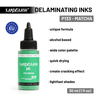 Delaminating Alcohol Ink P - 133 'Matcha' - Alcohol Ink, Delaminating Collection - KAMENSKAYA