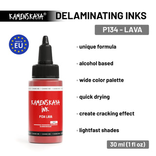 Delaminating Alcohol Ink P - 134 'Lava' - Alcohol Ink, Delaminating Collection - KAMENSKAYA