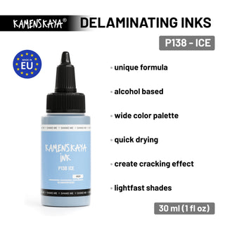 Delaminating Alcohol Ink P - 138 'Ice' - Alcohol Ink, Delaminating Collection - KAMENSKAYA