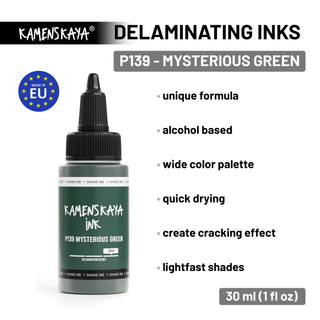 Delaminating Alcohol Ink P - 139 'Mysterious green' - Alcohol Ink, Delaminating Collection - KAMENSKAYA