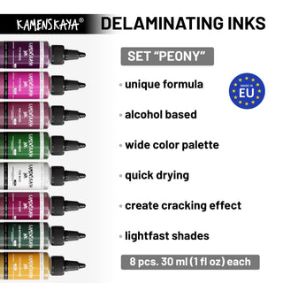 Delaminating Alcohol Inks Set 'Peony' - Alcohol Ink, Delaminating Collection - KAMENSKAYA