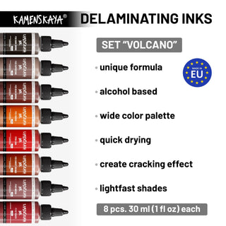 Delaminating Alcohol Inks set 'Volcano' - Alcohol Ink, Delaminating Collection - KAMENSKAYA