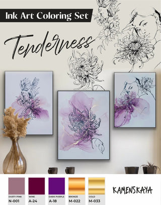 Ink Art Coloring Set 'Tenderness' - Alcohol Ink Set - KAMENSKAYA