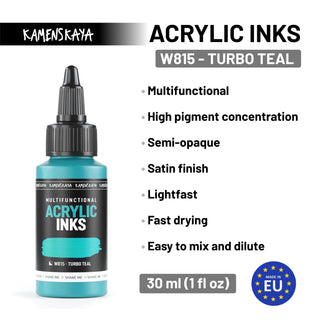 Neon acrylic ink W815 "Turbo teal" - Acrylic Ink - KAMENSKAYA