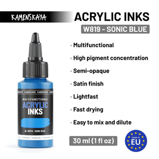 Neon acrylic ink W819 "Sonic blue" - Acrylic Ink - KAMENSKAYA