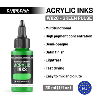 Neon acrylic ink W820 "Green pulse" - Acrylic Ink - KAMENSKAYA