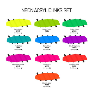 Neon Acrylic Paint Set - Acrylic Ink - KAMENSKAYA