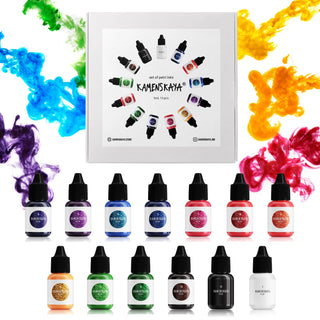 Set of 13 'mini' petri inks - Alcohol Ink Set - KAMENSKAYA