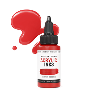 W1175 Red coral - Acrylic Ink - KAMENSKAYA