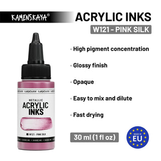 W121 Pink silk - Acrylic Ink - KAMENSKAYA