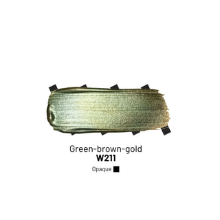 W211 Green - brown - gold - Acrylic Ink - KAMENSKAYA