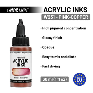 W231 Pink - copper - Acrylic Ink - KAMENSKAYA
