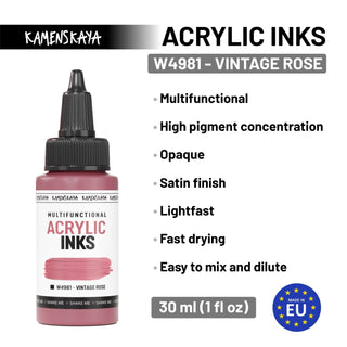 W4981 Vintage rose - Acrylic Ink - KAMENSKAYA
