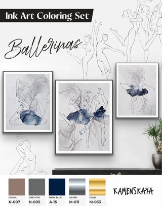 Ink Art Coloring Set 'Ballerinas'