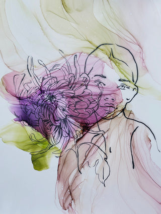 Ink Art Coloring Set 'Girls and Flowers'