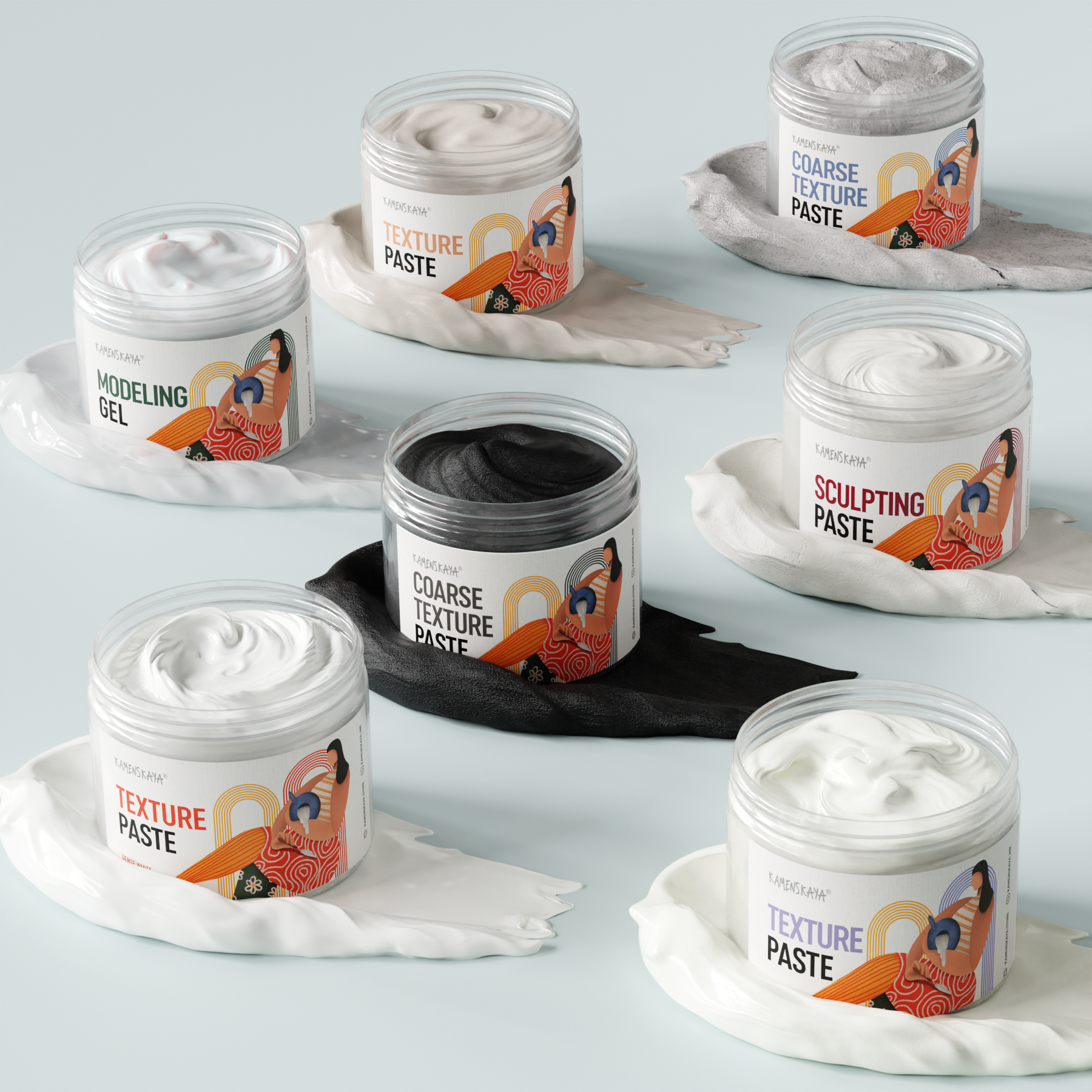 KAMENSKAYA Coarse Texture Paste - Modeling Paste Acrylic Medium, for  Acrylic Paint - 16.9 fl oz (500 ml)