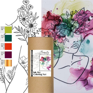 Ink Art Coloring Set 'Beauty'