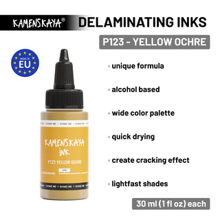 Delaminating Alcohol Ink P-123 'Yellow ochre'