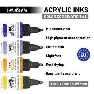 Acrylic Ink Set – Citrus Violet (4 Pack) - Core Acrylic Inks - KAMENSKAYA