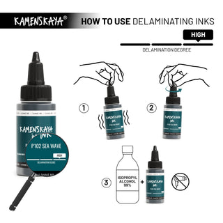 Delaminating Alcohol Ink P - 102 'Sea wave' - Alcohol Ink, Delaminating Collection - KAMENSKAYA