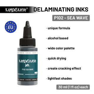 Delaminating Alcohol Ink P - 102 'Sea wave' - Alcohol Ink, Delaminating Collection - KAMENSKAYA