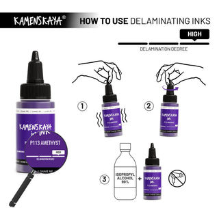 Delaminating Alcohol Ink P - 113 'Amethyst' - Alcohol Ink, Delaminating Collection - KAMENSKAYA