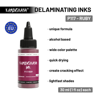 Delaminating Alcohol Ink P - 117 'Ruby' - Alcohol Ink, Delaminating Collection - KAMENSKAYA