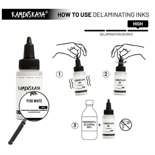 Delaminating Alcohol Ink P - 130 'White' - Alcohol Ink, Delaminating Collection - KAMENSKAYA