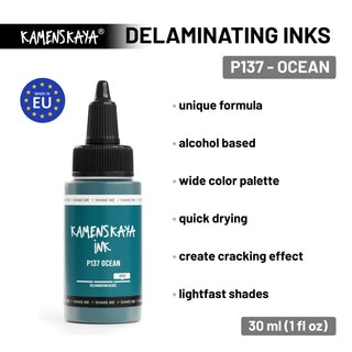 Delaminating Alcohol Ink P - 137 'Ocean' - Alcohol Ink, Delaminating Collection - KAMENSKAYA
