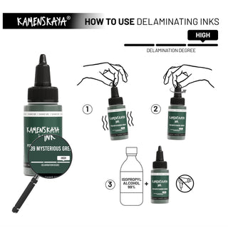 Delaminating Alcohol Ink P - 139 'Mysterious green' - Alcohol Ink, Delaminating Collection - KAMENSKAYA