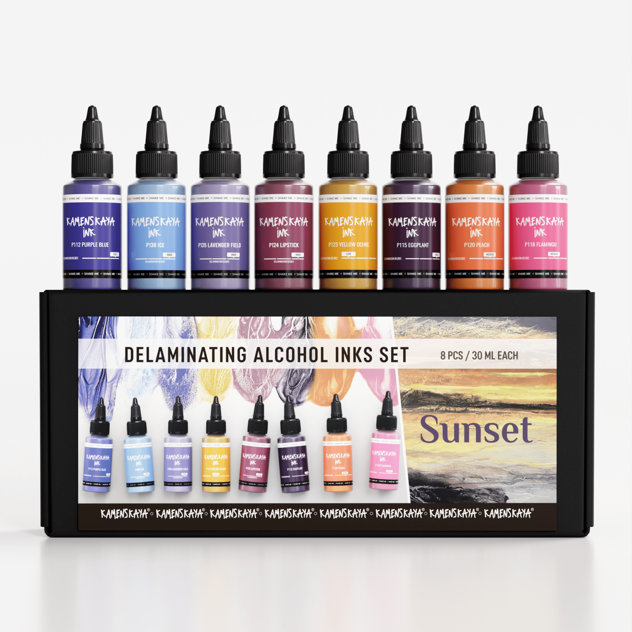 Delaminating Alcohol Inks Set 'Sunset' KAMENSKAYA Delaminating Alcohol Inks Set 'Sunset' KAMENSKAYA