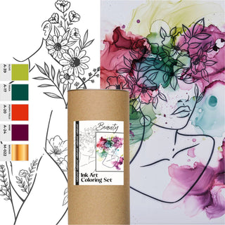 Ink Art Coloring Set 'Beauty' - Alcohol Ink Set - KAMENSKAYA