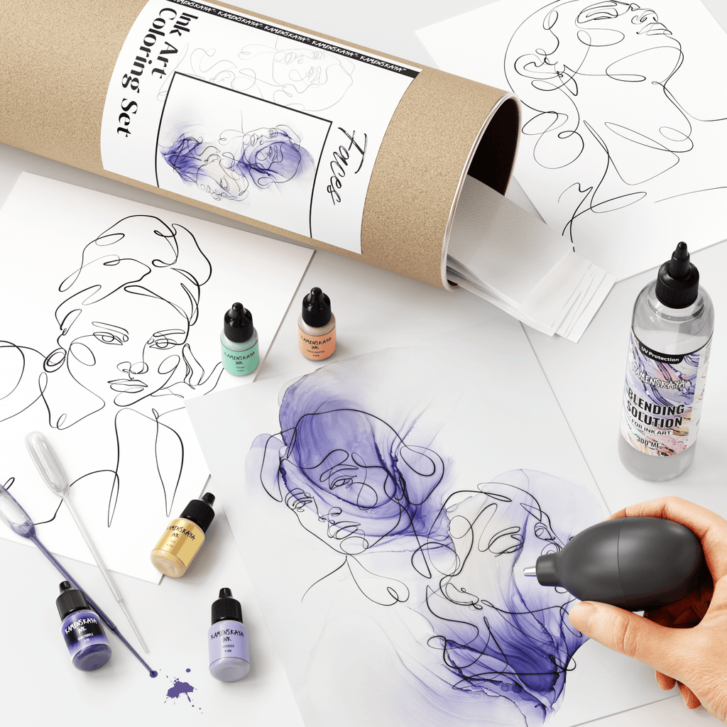 Ink Art Coloring Set 'Faces' – KAMENSKAYA
