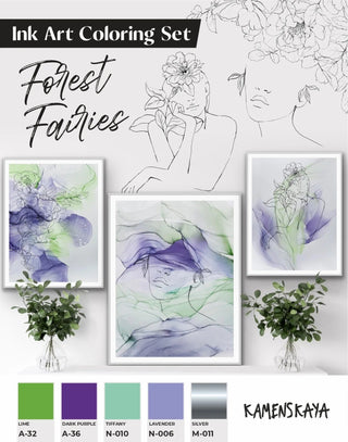 Ink Art Coloring Set 'Forest Fairies' - Alcohol Ink Set - KAMENSKAYA