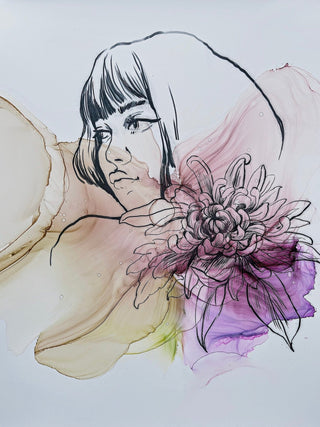 Ink Art Coloring Set 'Girls and Flowers' - Alcohol Ink Set - KAMENSKAYA