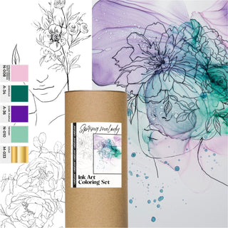 Ink Art Coloring Set 'Spring Melody'' - Alcohol Ink Set - KAMENSKAYA