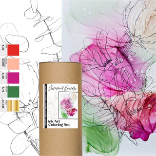 Ink Art Coloring Set 'Summer Flowers' - Alcohol Ink Set - KAMENSKAYA